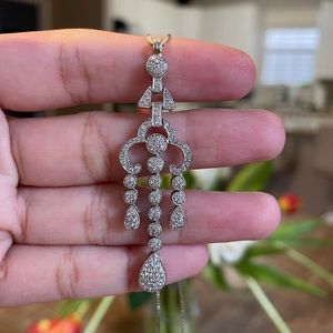 14k Whitegold necklace with natural diamond